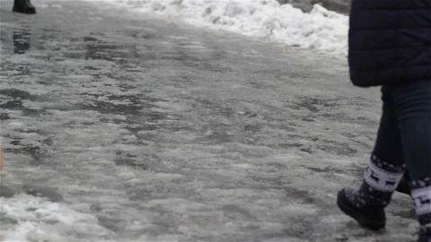 Legs wet snow Stock Footage 86971822