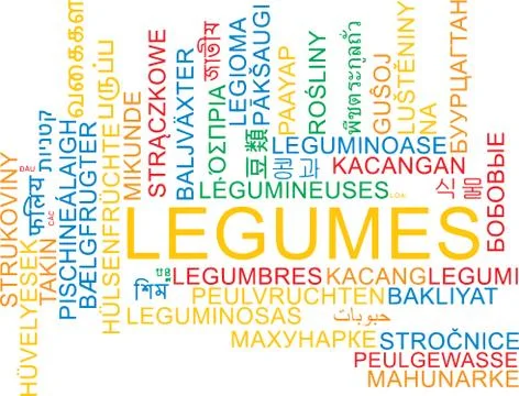 Legumes multilanguage wordcloud background concept Stock Illustration