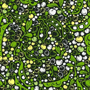 Legumes seamless pattern. Vector green bean, soy Stock Illustration