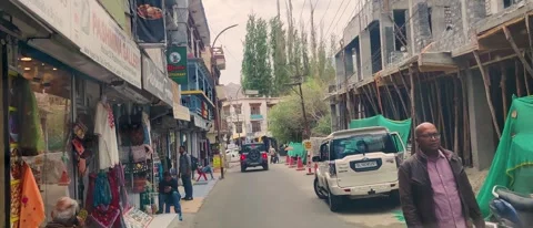 Leh,  India - 2024 06 30 : View of Leh market Stock-Footage 281636665
