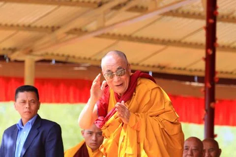 Leh, india-august 5, 2012 - his holiness the 14th dalai lama Stock Photos