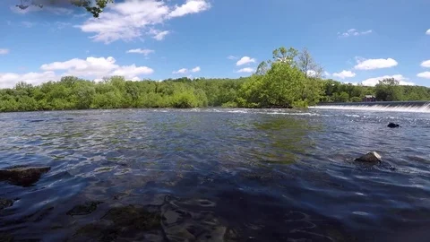 Lehigh River Chain Dam Underwater Reveal Stock Footage 76085871