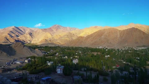 Leh's Golden Hour- Pan Right for Stunning Views Stock Footage 287575985