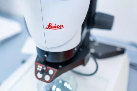 Leica Microscope for DNA analysis or small objects and cells. Microbiological or Stock Photos