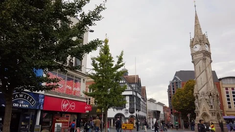 Leicester Clock Tower Pan Stock Footage 117932193