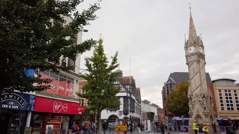 Leicester Clock Tower Pan Motion Time Lapse Stock Footage 117931535