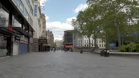 Leicester square during Lockdown London Stock Footage 129718401