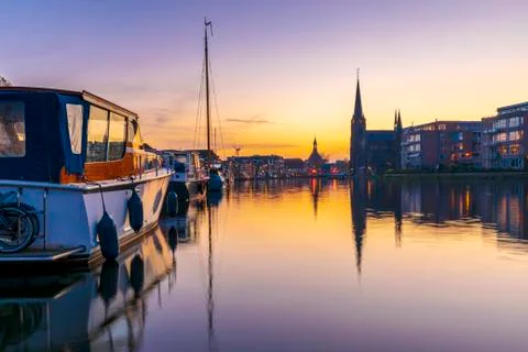 Leidschendam during sunset Stock Photos