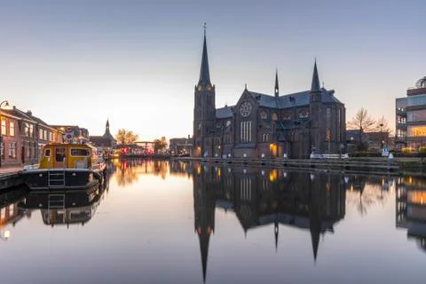 Leidschendam during sunset Stock Photos