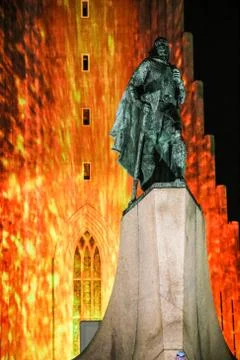 Leif Erickson on fire Stock Photos