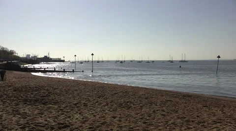 Leigh On Sea Beach Wide No Grade Stock Footage 23442553
