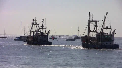 Leigh On Sea Fishing Trawler Long Shot 3 Stock Footage