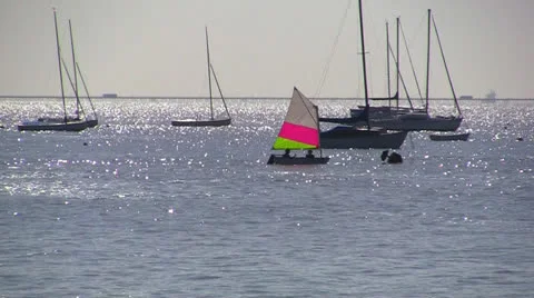 Leigh On Sea Sail Boats 2 Stock Footage 23494853