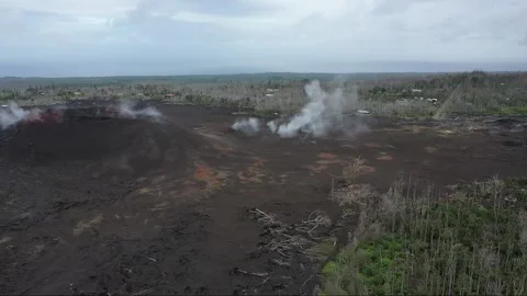 Leilani Estates Lava Flow Drone Long Video stock 145563930