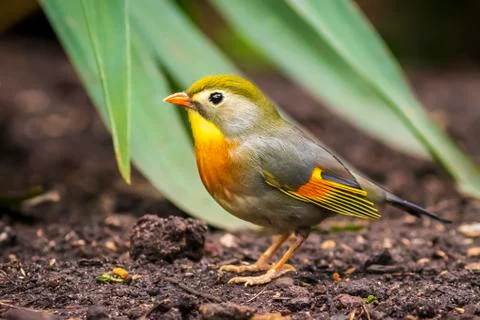 Leiothrix lutea Red-billed leiothrix or Japanese nightingale Stock Photos