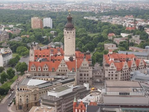 Leipzig aerial view Stock Photos