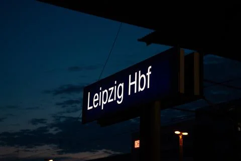 LEIPZIG - AUGUST 18, 2018: 'Leipzig Hbf' sign for Leizpig Main railway station Stock Photos