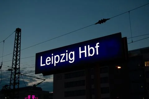 LEIPZIG - AUGUST 18, 2018: 'Leipzig Hbf' sign for Leizpig Main railway station Stock Photos