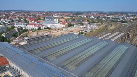 Leipzig central terminus station. summer day Best aerial view flight drone 스톡 동영상 283822951