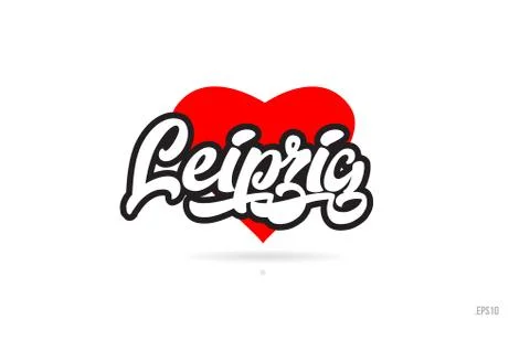 Leipzig city design typography with red heart icon logo 스톡 일러스트