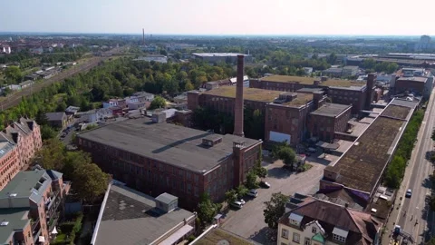 Leipzig cotton spinning mill factory industrial architecture, Stock Footage 284297698