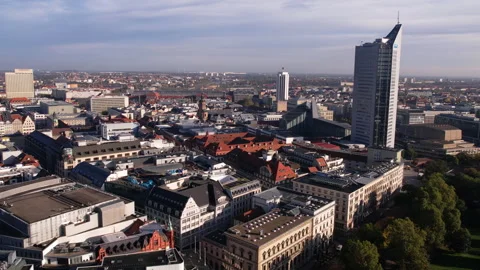 Leipzig, Germany - 03/06/2024: Leipzig, Germany. Aerial View of Downtown Stock Footage 267938321