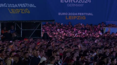 Leipzig, Germany - 06/23/2024: Large crowd at Euro 2024 festival in Stock Footage 278142626