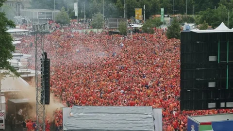 Leipzig , Germany - 06/26/2024: Huge crowd of Dutch soccer fans in orange Video stock 278199000