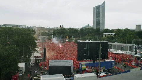 Leipzig , Germany - 06/26/2024: Large crowd of Holland soccer fans Stock Footage 278198979