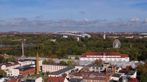 Leipzig, Germany - 09/10/2023: Leipzig, Germany. Aerial View of Red Bull Stock Footage 269105295