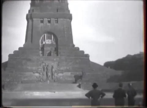 LEIPZIG, GERMANY - 1945: War Monument — Battle of the Nations Monument Stock Footage 342819541
