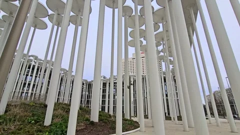 Leipzig. Germany 21.12.2024 Modern installation "White Forest" Vídeo Stock 296122037