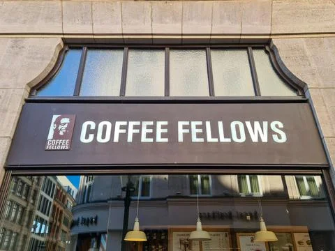 Leipzig, Germany - 25. May 2026: COFFEE FELLOWS brand sign on a building in.. Stock Photos