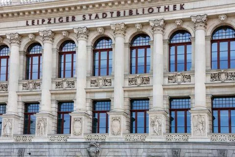 Leipzig, Germany, May 3, 2026: Historic Leipzig City Library Facade - Archi.. Stock Photos