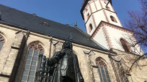 Leipzig, Germany, statue of composer Johann Sebastian Bach Stock-Footage 152092550