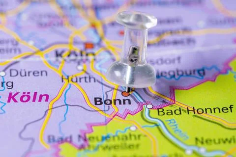 Leipzig map, colorless Pins on a map showing the city of Leipzig in Germany. Stock Photos