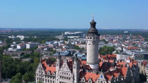 Leipzig new city hall, a stunning example of german renaissance Stock Footage 284296000