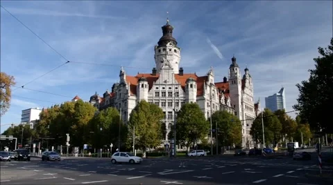 Leipzig, the New Townhall building in a timelapse 스톡 동영상 48722406
