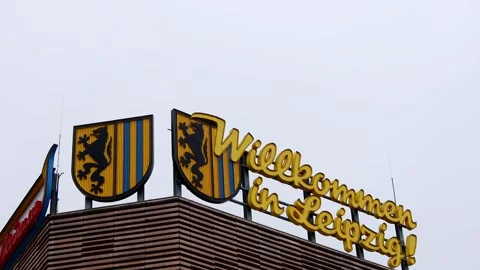 Leipzig, saxony, germany - 08 02 2026: city slogan of leipzig germany 4k 25fp Vídeo Stock 328852739