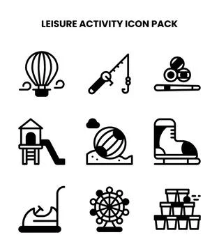 Leisure Activity DuoTone Set Icons Pack Stock Illustration