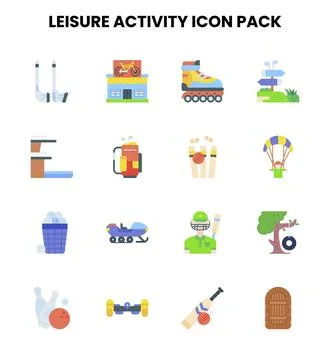 Leisure Activity Flat Bundle Icons Pack Stock Illustration