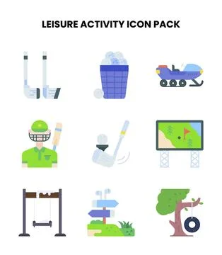 Leisure Activity Flat Collection Icons Pack Stock Illustration