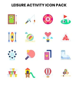 Leisure Activity Flat Design Icons Pack Stock Illustration