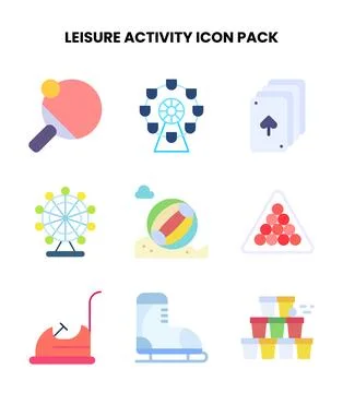 Leisure Activity Flat Scalable Icons Pack Stock Illustration