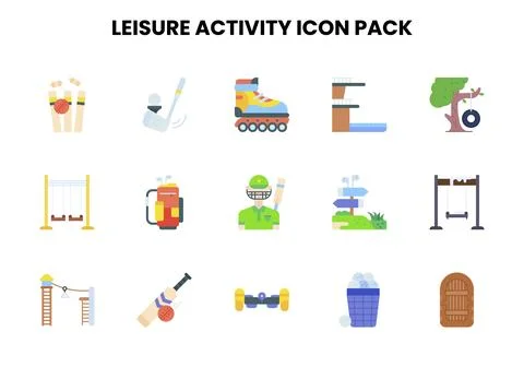 Leisure Activity Flat UI Icons Pack Stock Illustration