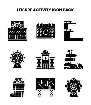 Leisure Activity Glyph Bundle Icons Pack Ilustración de archivo