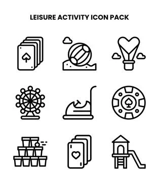 Leisure Activity Line Vector Icons Pack Stock Illustration