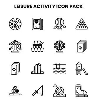 Leisure Activity Line Vector Icons Pack Stock Illustration