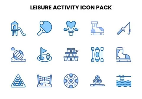 Leisure Activity Two Colour Graphics Icons Pack Stock Illustration