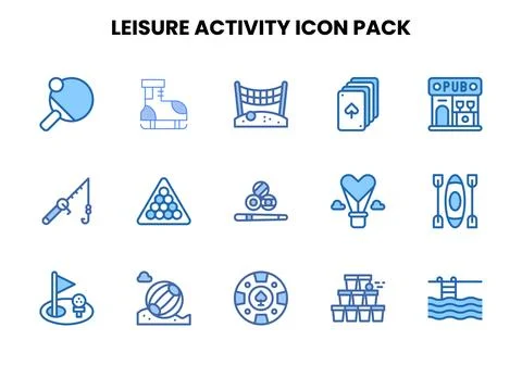 Leisure Activity Two Colour Icons Pack Stock Illustration